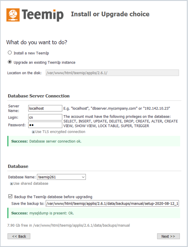 Step 4: Database info